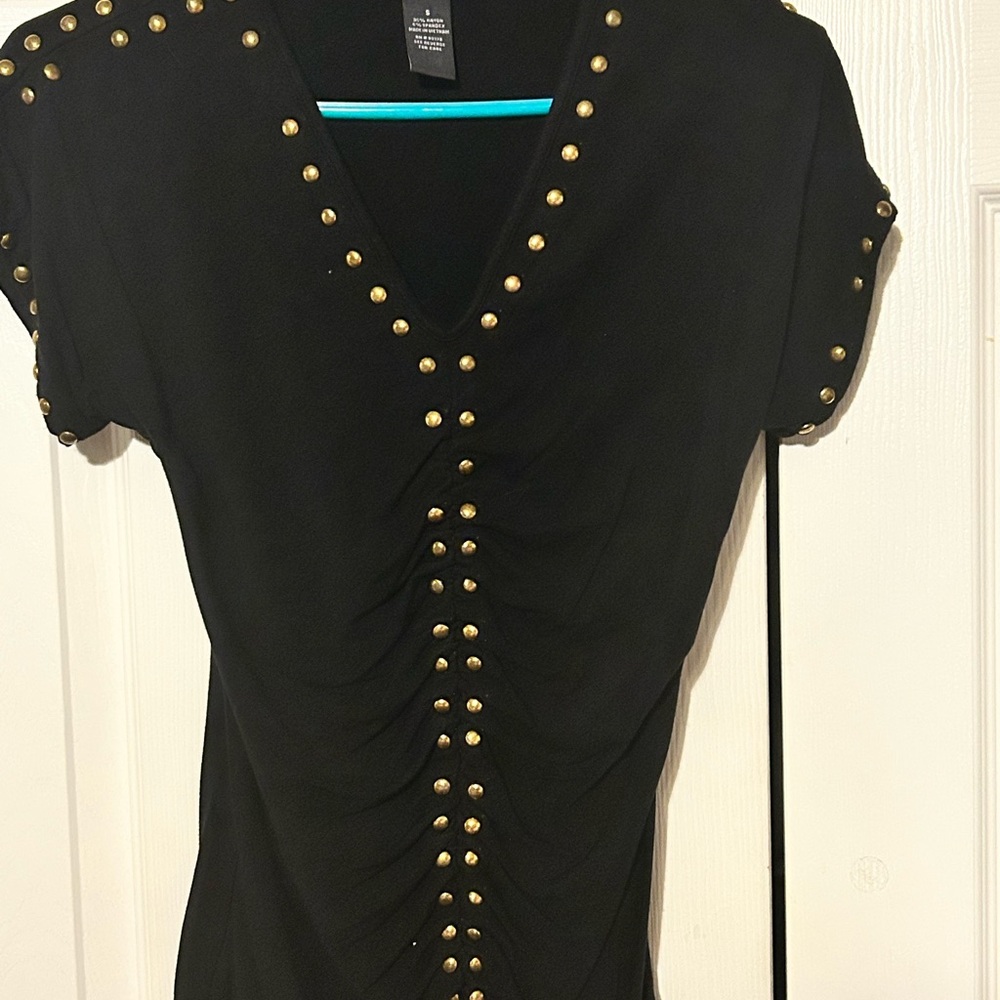 Elegant Black Studded Women's Top